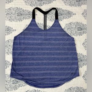 Nike Dri-FIT Tank Top Large Blue Heather Stripe Racerback Workout Gym Running